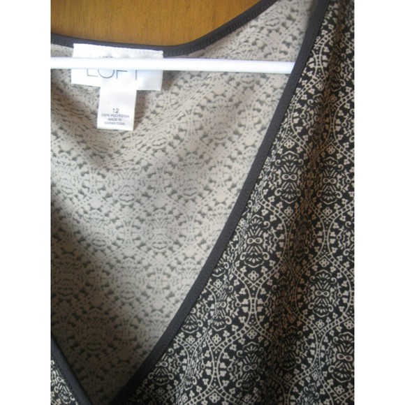 LOFT Womens Brown Dress Pullover V Neck Short Sleeve Size 12. Nice Details - Picture 3 of 8